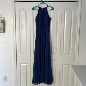 Size 0, navy blue, floor length bridesmaid or military ball dress